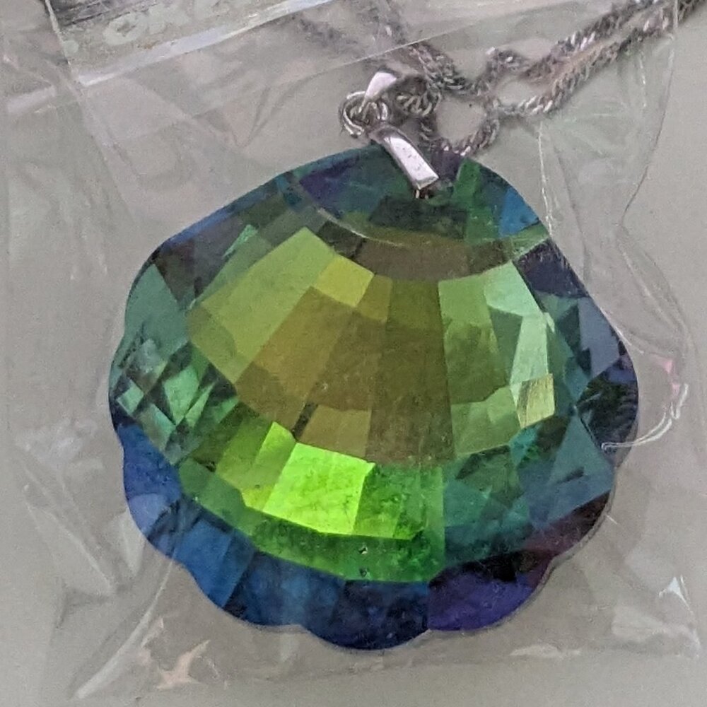 Austrian Crystal Element Shell Pendant Sterling S… - image 1